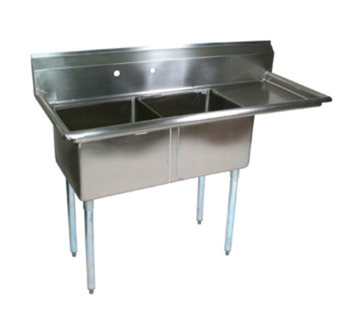 John Boos E2S8-24-14R24-X 74.5" W Stainless Steel 18 Gauge 2 Compartments E-Series Sink