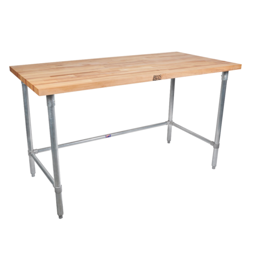 John Boos JNB03-X 60" W Wood Top Open with Side and Rear Crossrails Work Table