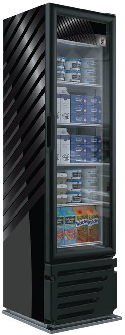 Akita AGM-8 7.7 Cu. Ft. Black 1 Hinged Glass Door One-Section Refrigerated Merchandiser - 115 Volts