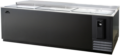 Akita ABC-95 94.96" W Black Stainless Steel Top 3 Locking Sliding Lids Bottle Cooler - 115 Volts