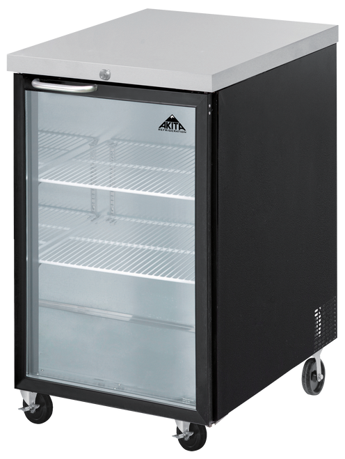 Akita AGBB-23 23.43" W Black Stainless Steel Top 1 Glass Door with Lock Back Bar Cooler - 115 Volts