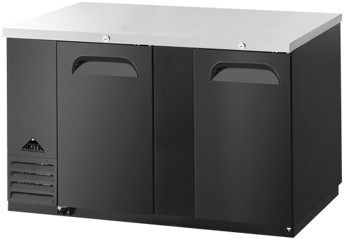 Akita ABBB-69 69.9" W Black Stainless Steel Top 2 Solid Doors with Lock Back Bar Cooler - 115 Volts