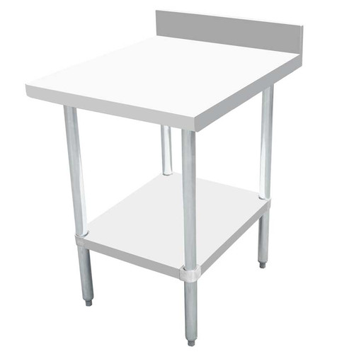 Omcan USA 46516 24" W x 30" D Stainless Steel 18 Gauge 4" Backsplash Flat Edges Equipment Filler Table