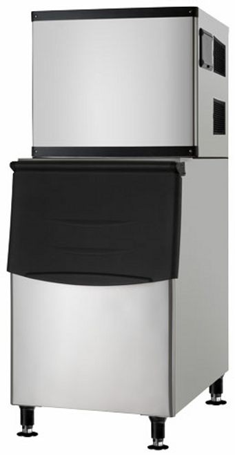 Omcan USA 47485 22" W Stainless Steel Cube Style Ice Maker with Bin - 350 Lbs.