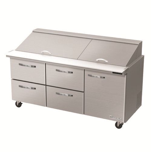 Blue Air BLMT72-D4LM-HC 72.38"W Stainless Steel Exterior (4) Drawers Mega Top Sandwich Prep Table - 115 Volts