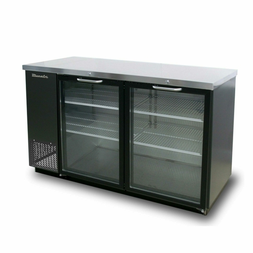 Blue Air BBB59-2BG-HC 59" Two Section Black Laminated Exterior Back Bar Cooler - 115V