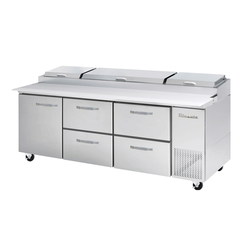 Blue Air BAPP93-D4RM-HC 93.25" Side Mounted Stainless Steel Interior And Exterior Refrigerated Pizza Prep Table - 115V