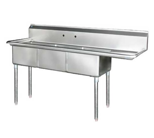 Blue Air BS3-18-12/R 75" W x 24" D x 44.5" H 3 Compartments Stainless Steel Legs Adjustable Feet Sink