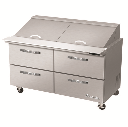 Blue Air BLMT60-D4-HC 60.38"W Stainless Steel Exterior (4) Drawers Mega Top Sandwich Prep Table - 115 Volts