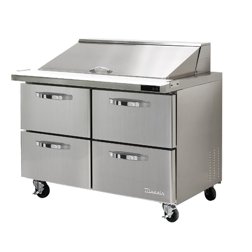 Blue Air BLMT48-D4-HC 48.38"W Stainless Steel Exterior (4) Drawers Mega Top Sandwich Prep Table - 115 Volts