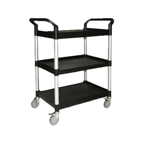 Thunder Group PLBC4019B 176 Lbs. Black Plastic 3-Tier Shelving Open Design Bus Cart
