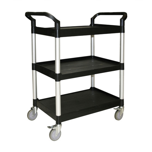 Thunder Group PLBC4019B 176 Lbs. Black Plastic 3-Tier Shelving Open Design Bus Cart