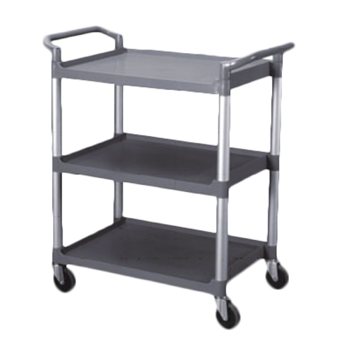 Thunder Group PLBC3316G 176 Lbs. Gray Plastic 3-Tier Shelving Open Design Bus Cart
