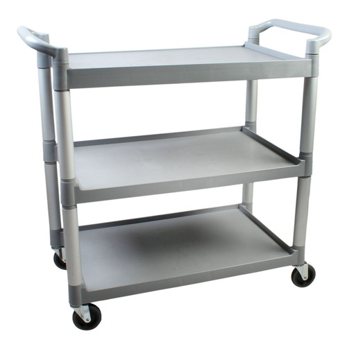 Thunder Group PLBC3316G 176 Lbs. Gray Plastic 3-Tier Shelving Open Design Bus Cart