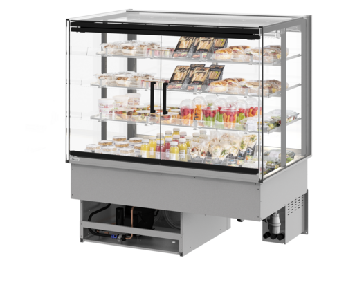 Fri-Jado MCC 48-4 C SS FD SB 47.25" W White Glass Door Solid Back Self-Service Drop-In Modular Convenience Counter - 115 Volts