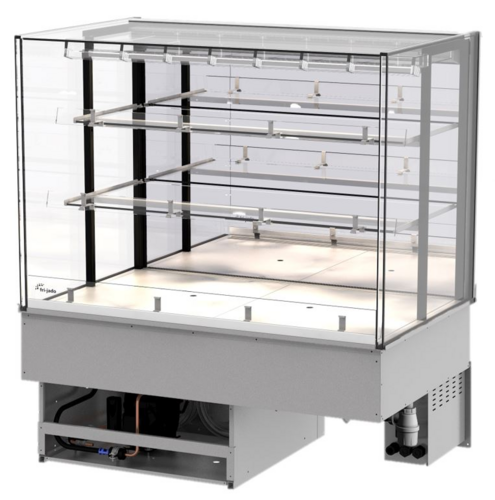Fri-Jado MCC 48-3 C SS SB 47.25" W White Glass Door Solid Back Self-Service Drop-In Modular Convenience Counter - 115 Volts
