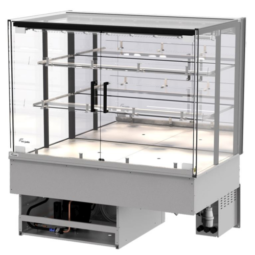 Fri-Jado MCC 48-3 C SS FD SB 47.25" W White Glass Door Solid Back Self-Service Drop-In Modular Convenience Counter - 115 Volts