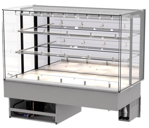 Fri-Jado MCC 60-3 C SS SB 59.06" W White Glass Door Solid Back Self-Service Drop-In Modular Convenience Counter - 115 Volts