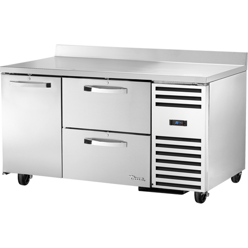 True TWT-60-32D-2-HC~SPEC3 Stainless Steel 2 Section 1 Door 2 Drawers SPEC SERIES Deep Work Top Refrigerator - 115 Volts 0.1 HP