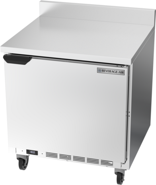 Beverage Air WTF32AHC-FIP 32"W One Door Stainless Steel Worktop Freezer With Foamed-In Place Backsplash