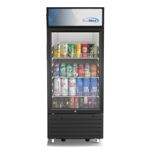 Koolmore KM-MDR-1D-6C 6 Cu. Ft. Black 1 Hinged Glass Door Merchandiser Refrigerator - 110 Volts