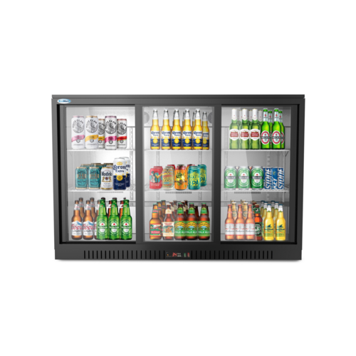 Koolmore BC-3DSL-BK 11.3 Cu. Ft. Black Three-Section Back Bar Refrigerator - 115 Volts