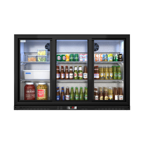 Koolmore BC-3DSL-BK 11.3 Cu. Ft. Black Three-Section Back Bar Refrigerator - 115 Volts