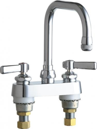 Chicago Faucets 526-ABCP 6.31" W Polished Chrome Double Joint Deck Mounted Manual Faucet with 4" Centers