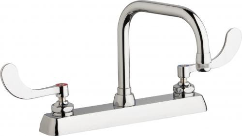 Chicago Faucets W8D-DB6AE1-317ABCP Deck-Mounted Manual Faucet with 8" Centers