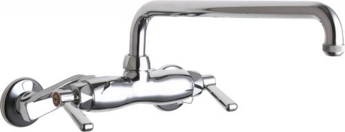 Chicago Faucets 445-L12E1ABCP 10" W Polished Chrome Swing Wall Mounted Manual Faucet with Adjustable Centers