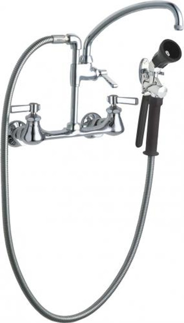 Chicago Faucets 509-GXKCAB 8" W Polished Chrome Swing Pre-Rinse Fitting with Adjustable Centers