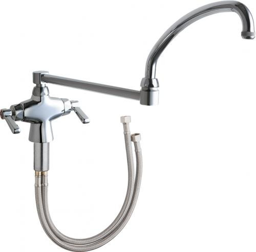 Chicago Faucets 50-DJ21ABCP 10" W Polished Chrome Double Joint Single Hole Deck Mounted Manual Faucet