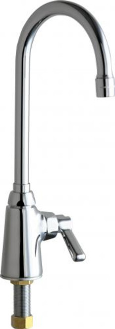 Chicago Faucets 350-E35ABCP 6.31" W Polished Chrome Gooseneck Spout Single Hole Deck Mounted Manual Faucet