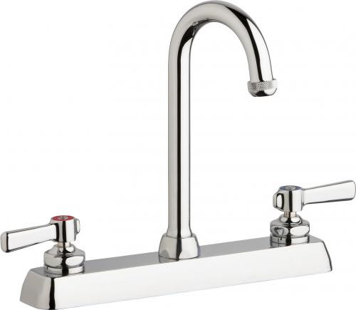 Chicago Faucets W8D-GN1AE1-369ABCP Deck-Mounted Manual Faucet with 8" Centers