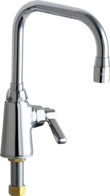 Chicago Faucets 350-DB6AE35ABCP 6.31" W Polished Chrome Double Joint Spout Single Hole Deck Mounted Manual Faucet