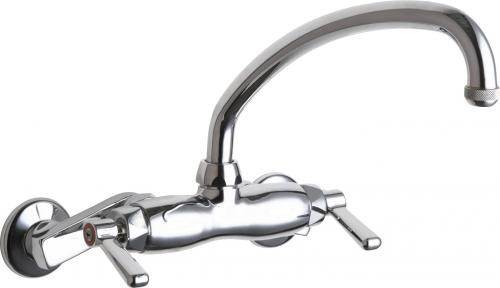 Chicago Faucets 445-L9E1ABCP 6.31" W Polished Chrome Swing Wall Mounted Manual Faucet with Adjustable Centers