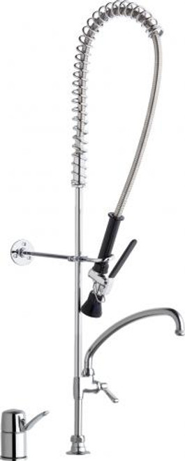 Chicago Faucets 2305-613AABCP 8.19" W Polished Chrome Swing Deck Mounted Pre-Rinse Fitting with Remote Valve