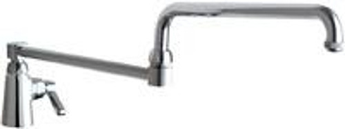 Chicago Faucets 350-DJ24ABCP 10" W Polished Chrome Double Joint Single Hole Deck Mounted Manual Faucet
