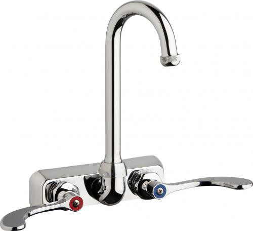 Chicago Faucets W4W-GN1AE1-317ABCP Wall-Mounted Manual Faucet with 4" Centers