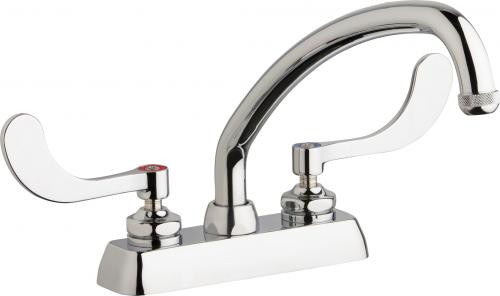 Chicago Faucets W4D-L9E1-317ABCP Deck-Mounted Manual Faucet with 4" Centers
