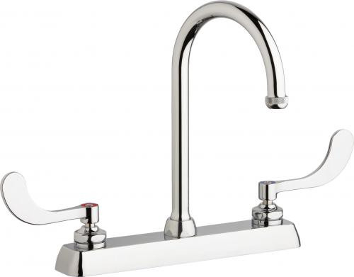 Chicago Faucets W8D-GN2AE1-317ABCP Deck-Mounted Manual Faucet with 8" Centers