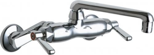 Chicago Faucets 445-E35ABCP 6.31" W Polished Chrome Swing Wall Mounted Manual Faucet with Adjustable Centers
