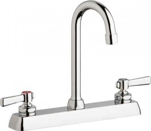 Chicago Faucets W8D-GN1AE35-369AB Deck-Mounted Manual Faucet with 8" Centers