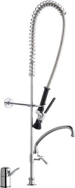 Chicago Faucets 2305-VB613AABCP 8.19" W Polished Chrome Swing Deck Mounted Pre-Rinse Fitting with Remote Valve