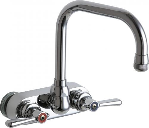 Chicago Faucets 521-ABCP 6" W Polished Chrome Swing Wall Mounted Manual Faucet with 4" Centers
