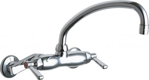 Chicago Faucets 445-L9E35ABCP 6.31" W Polished Chrome Swing Wall Mounted Manual Faucet with Adjustable Centers