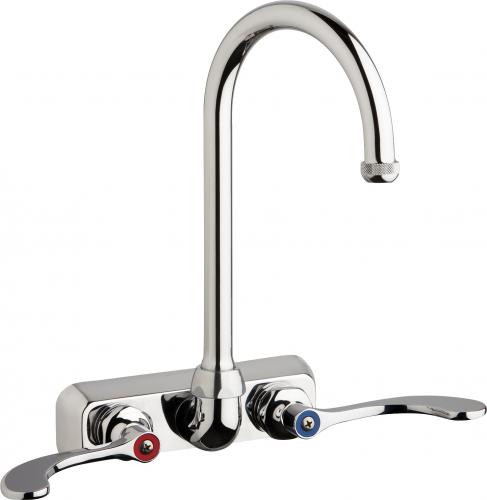 Chicago Faucets W4W-GN2AE1-317ABCP Wall-Mounted Manual Faucet with 4" Centers