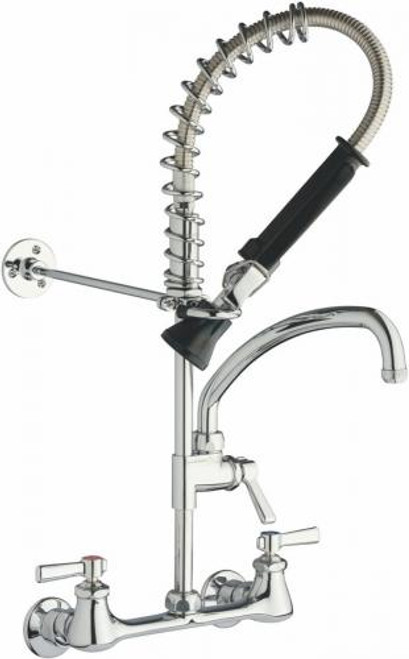 Chicago Faucets 523-613-369ABCP 3.81" W Ceramic Valve Mini Pre-Rinse Fitting with 8" Adjustable Centers