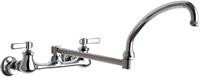 Chicago Faucets 540-LDDJ21ABCP 5.88" W Polished Chrome Double Joint Wall Mounted Manual Faucet with Adjustable Centers