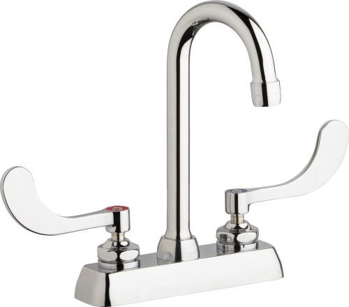 Chicago Faucets W4D-GN1AE35-317AB Deck-Mounted Manual Faucet with 4" Centers